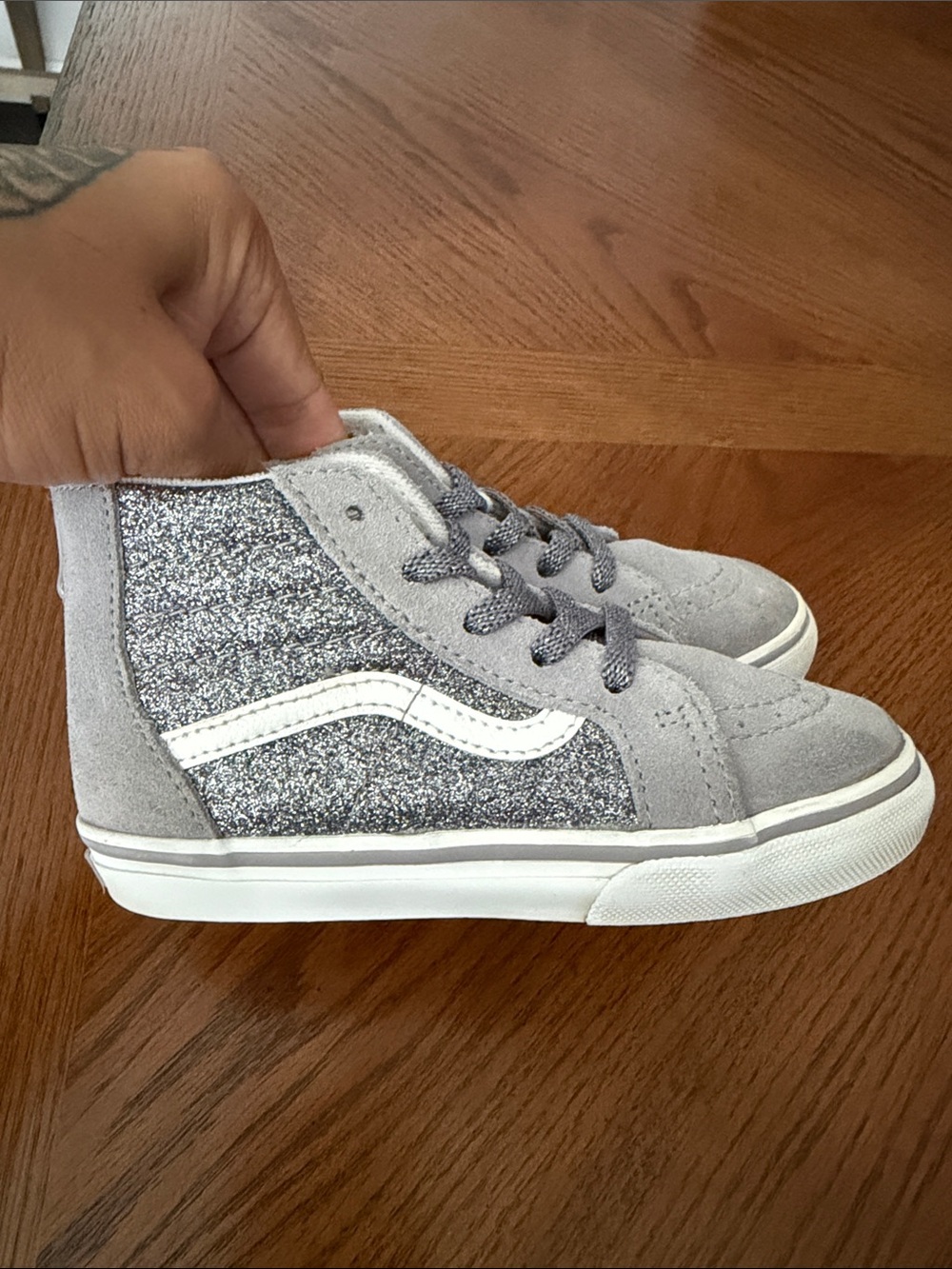Kids High-Top Glitter Sneakers - Gray